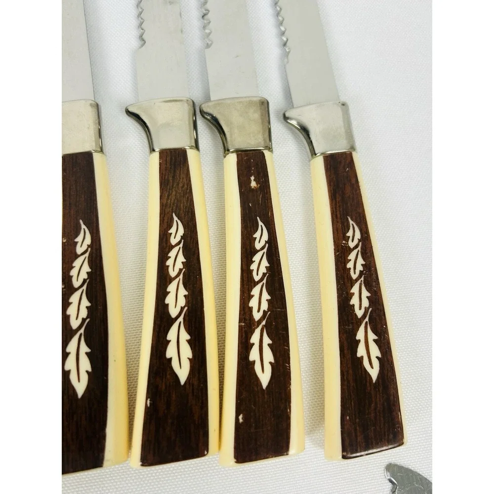 Regent Sheffield Silverware Set Vintage MCM Leaf Pattern 18pc Knives Serving Set